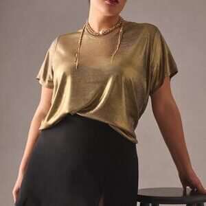 Porridge Shine Glam Tee (from Anthropologie) - Plus - Silver - 3X